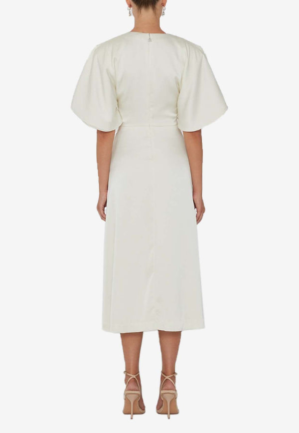 Short-Sleeved Satin Midi Dress