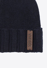 Logo Plaque Cashmere Beanie