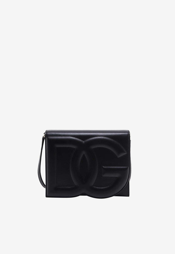 3D-Effect Logo Leather Crossbody Bag