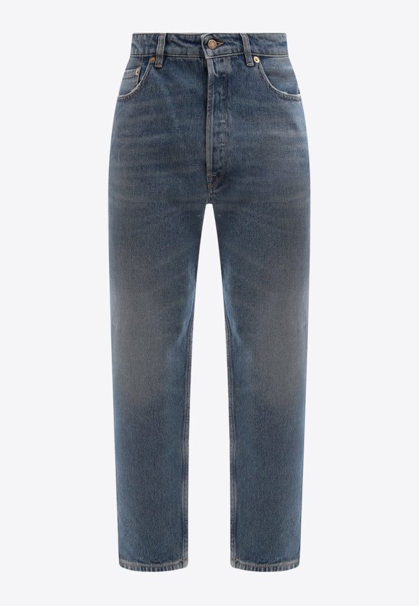 Straight-Leg Faded Jeans