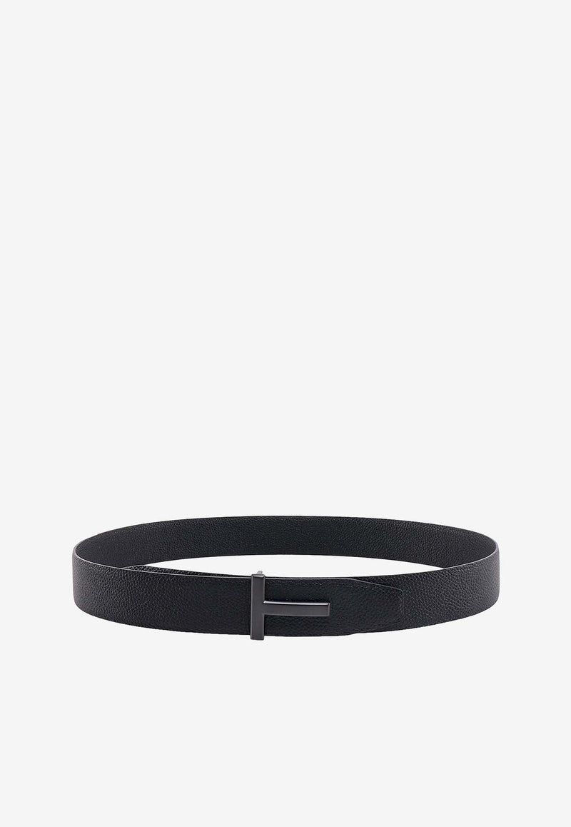 T Buckle Grain Leather Belt