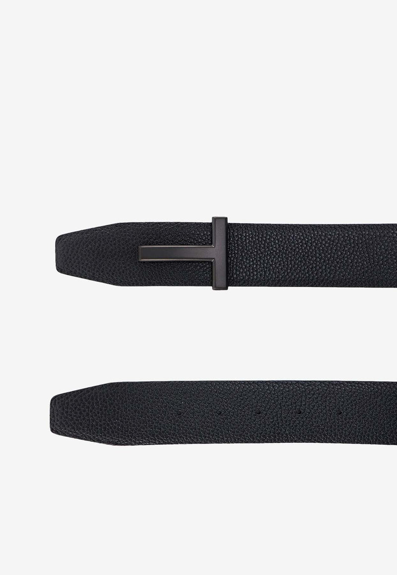 T Buckle Grain Leather Belt