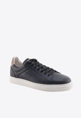 Branded Leather Low-Top Sneakers