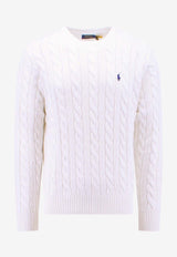 Logo-Embroidered Cable Knit Sweater
