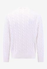 Logo-Embroidered Cable Knit Sweater