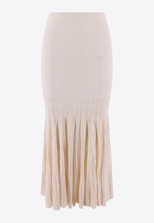 Wool and Silk Pleated Maxi Skirt