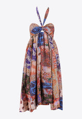 Devi Paisley-Print Halterneck Dress