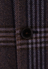 Single-Breasted Check Pattern Coat