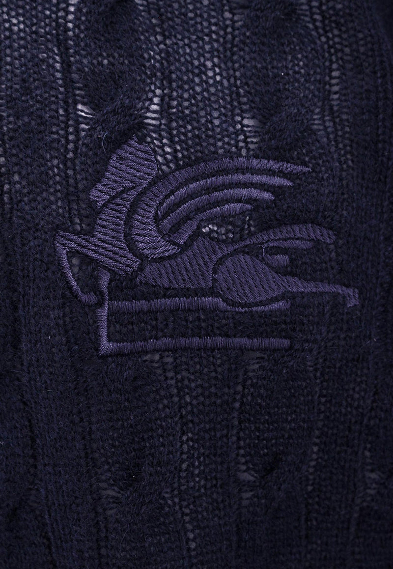 Logo Embroidered Turtleneck Cashmere Sweater