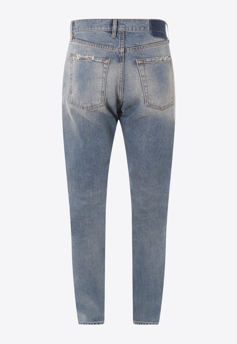 Straight-Leg Faded Jeans