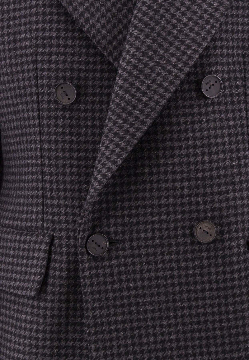 Martinafranca Houndstooth Wool-Blend Coat