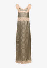 Lace-Trimmed GG Supreme Silk Maxi Dress
