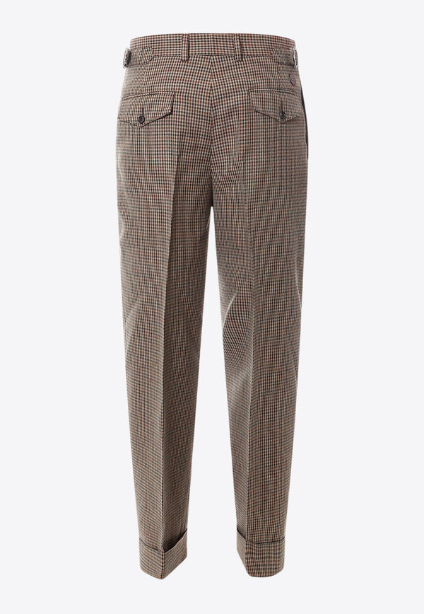 Houndstooth Wool Tailored Pants