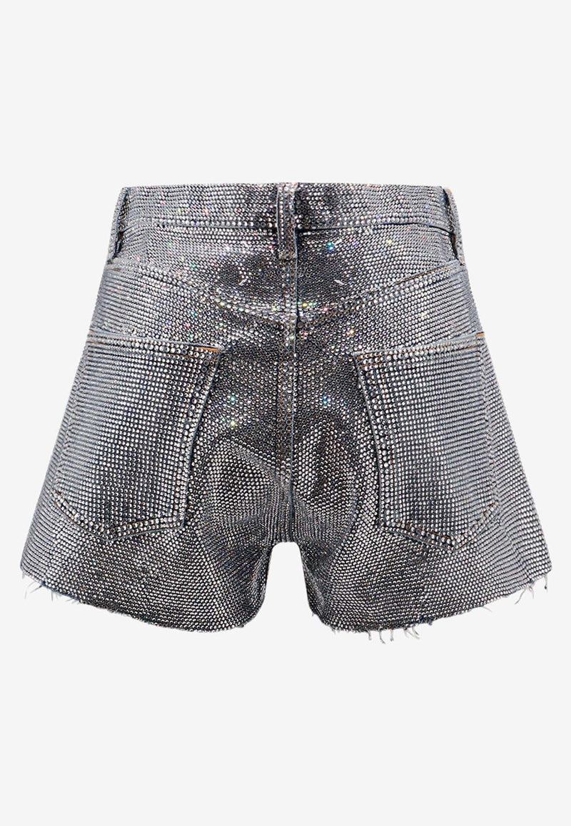 All-Over Rhinestone Mini Shorts