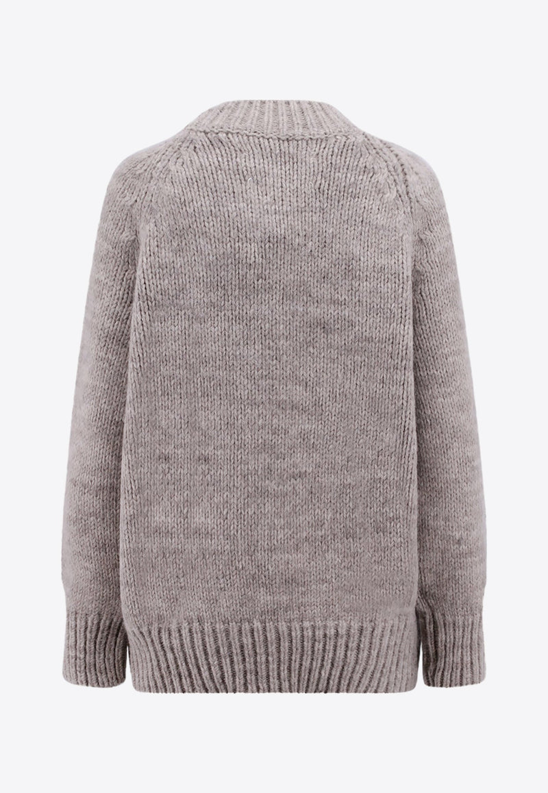 Mock-Neck Knitted Wool Sweater