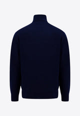 Logo Embroidered Wool Turtleneck Sweater