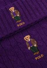 Embroidered Logo Cable-Knit Scarf and Beanie Set