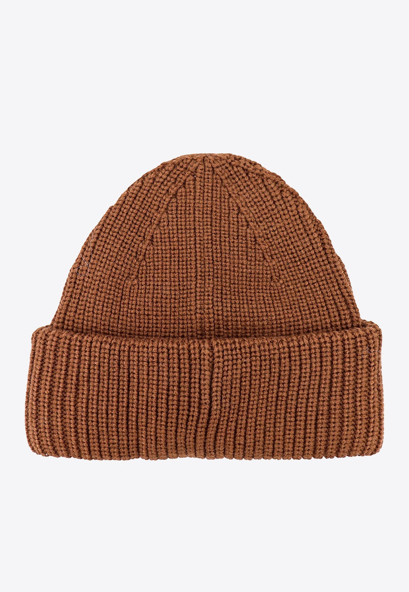 Logo Patch Ribbed Beanie