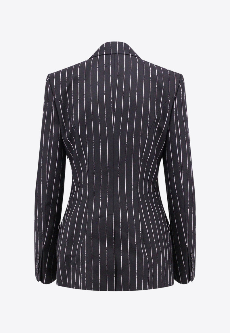 Double-Breasted Pinstripe Wool Blazer