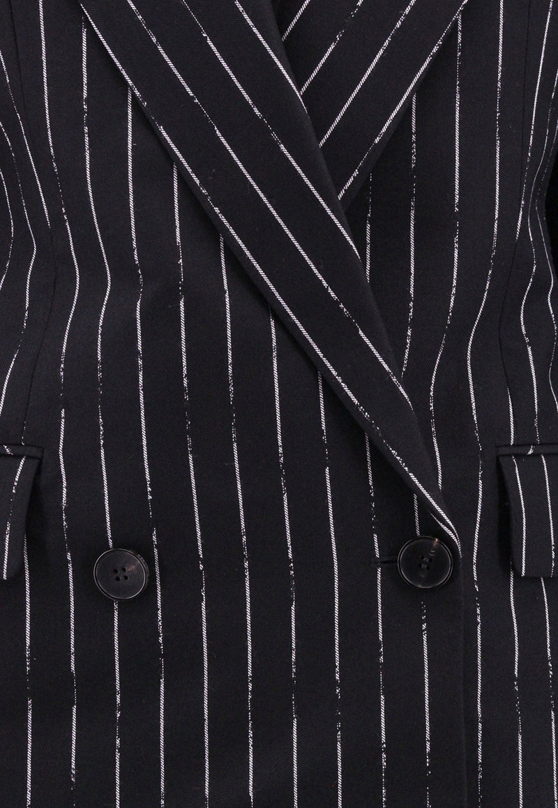 Double-Breasted Pinstripe Wool Blazer