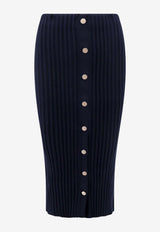 Ribbed Midi Pencil Skirt