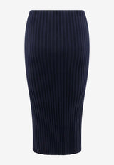 Ribbed Midi Pencil Skirt