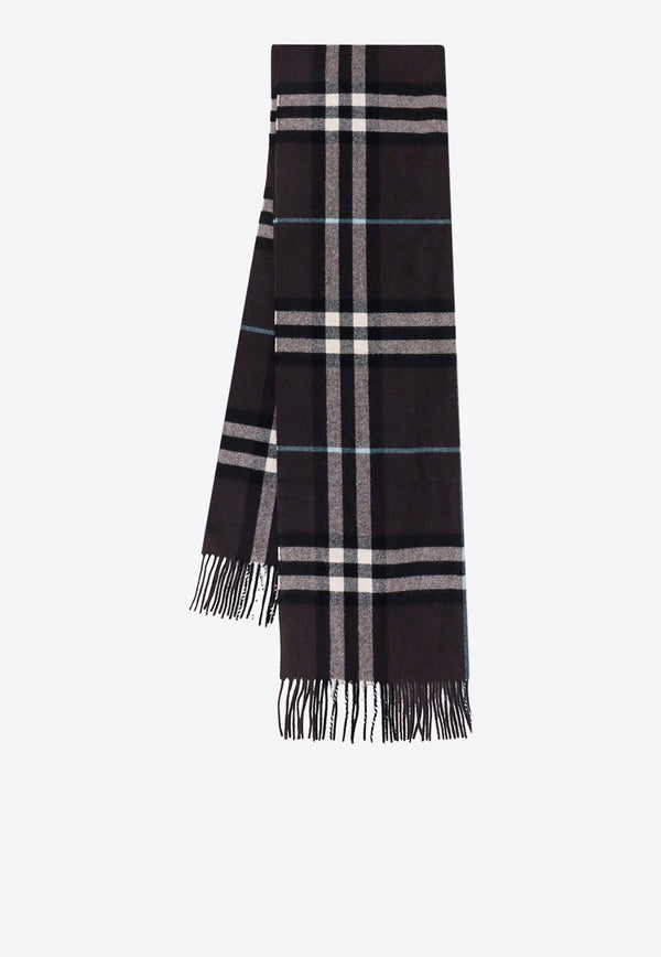 Checked Fringed Cashmere Scarf