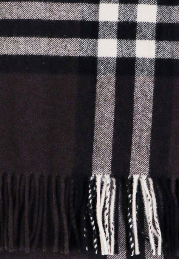 Checked Fringed Cashmere Scarf