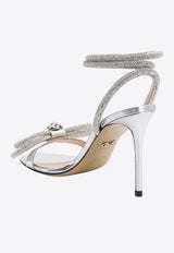 95 Double Bow Metallic Leather Sandals