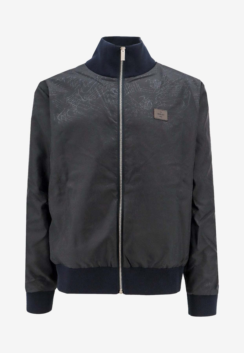 Leather Patch  Reversible Zip-Up Jacket