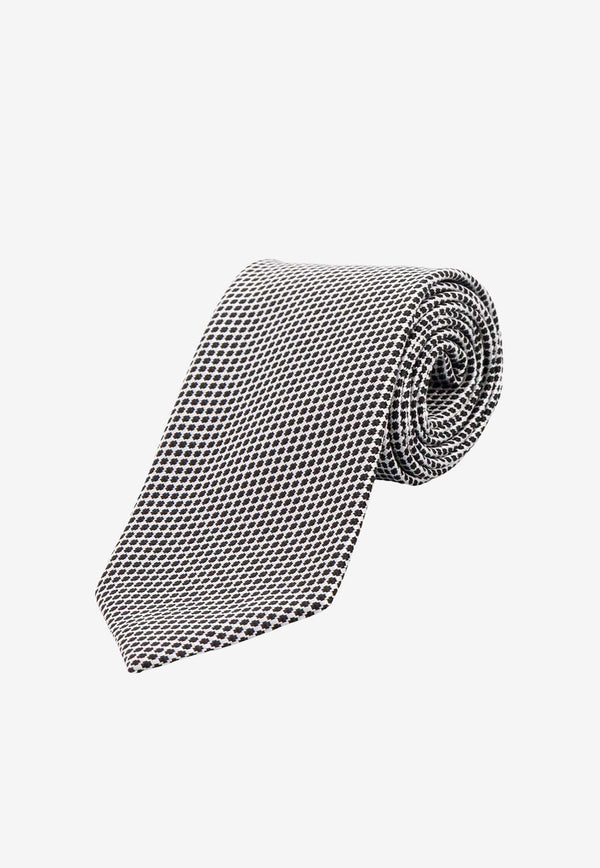 Geometric Pattern Print Silk Tie