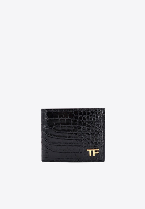 Croc-Embossed Leather Bi-Fold Wallet