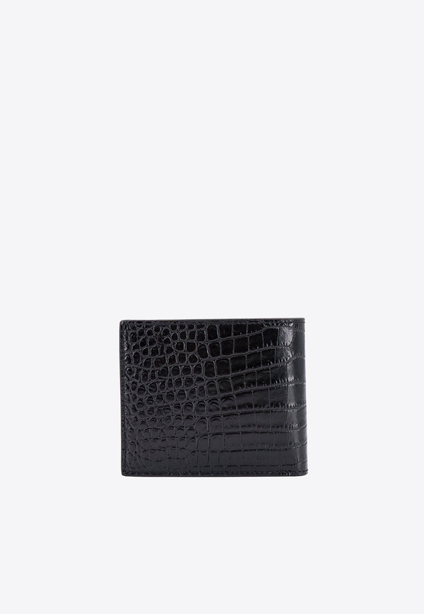 Croc-Embossed Leather Bi-Fold Wallet