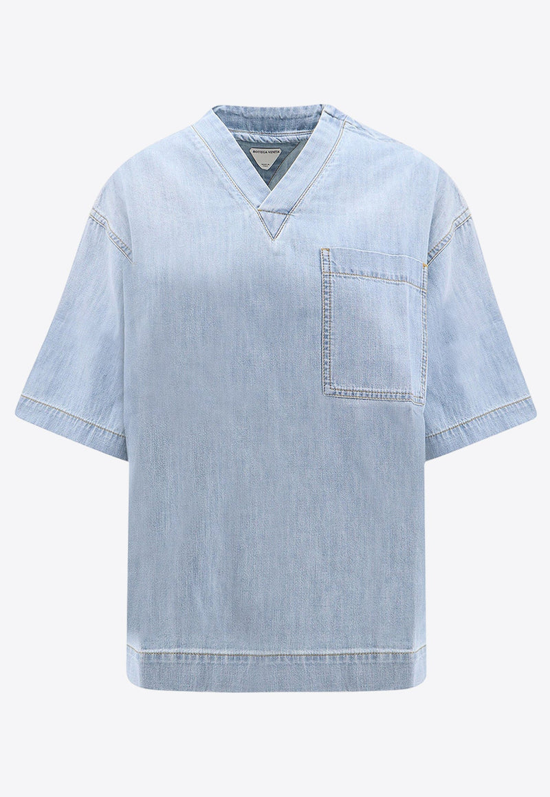 Short-Sleeved Denim T-shirt