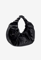 Large Crescent Hobo Bag in Crackled Leather