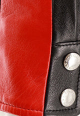 Logo Detail Leather Biker Jacket