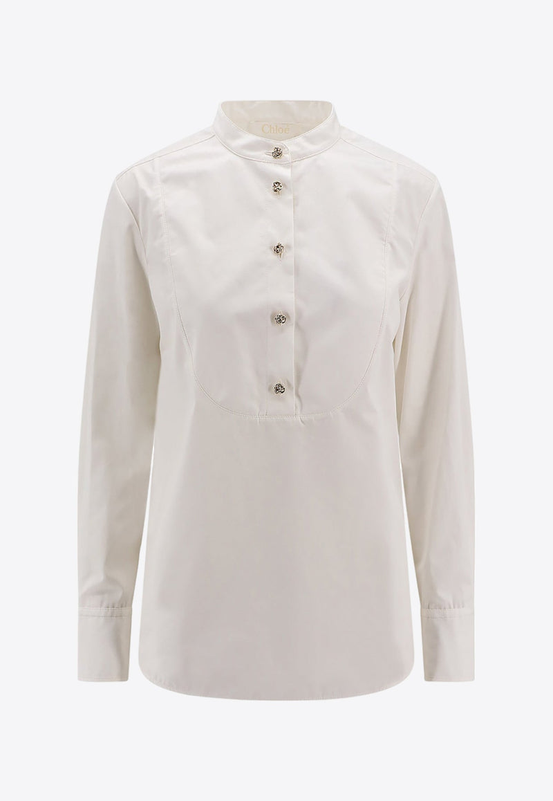 Mandarin Collar Long-sleeved Shirt