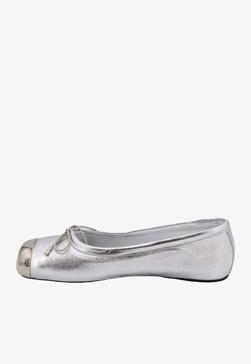 Punk Laminated Leather Ballet Flats