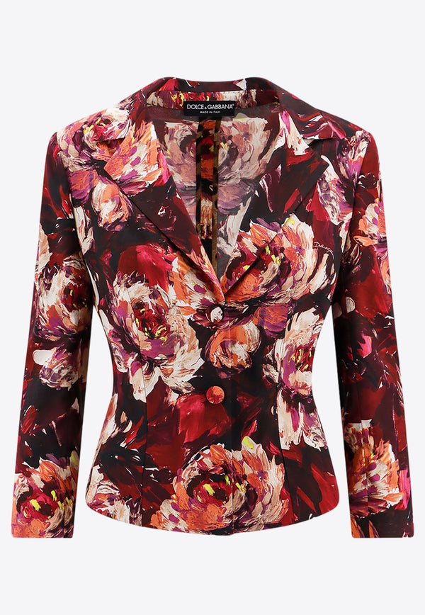 Floral Print Cropped Blazer