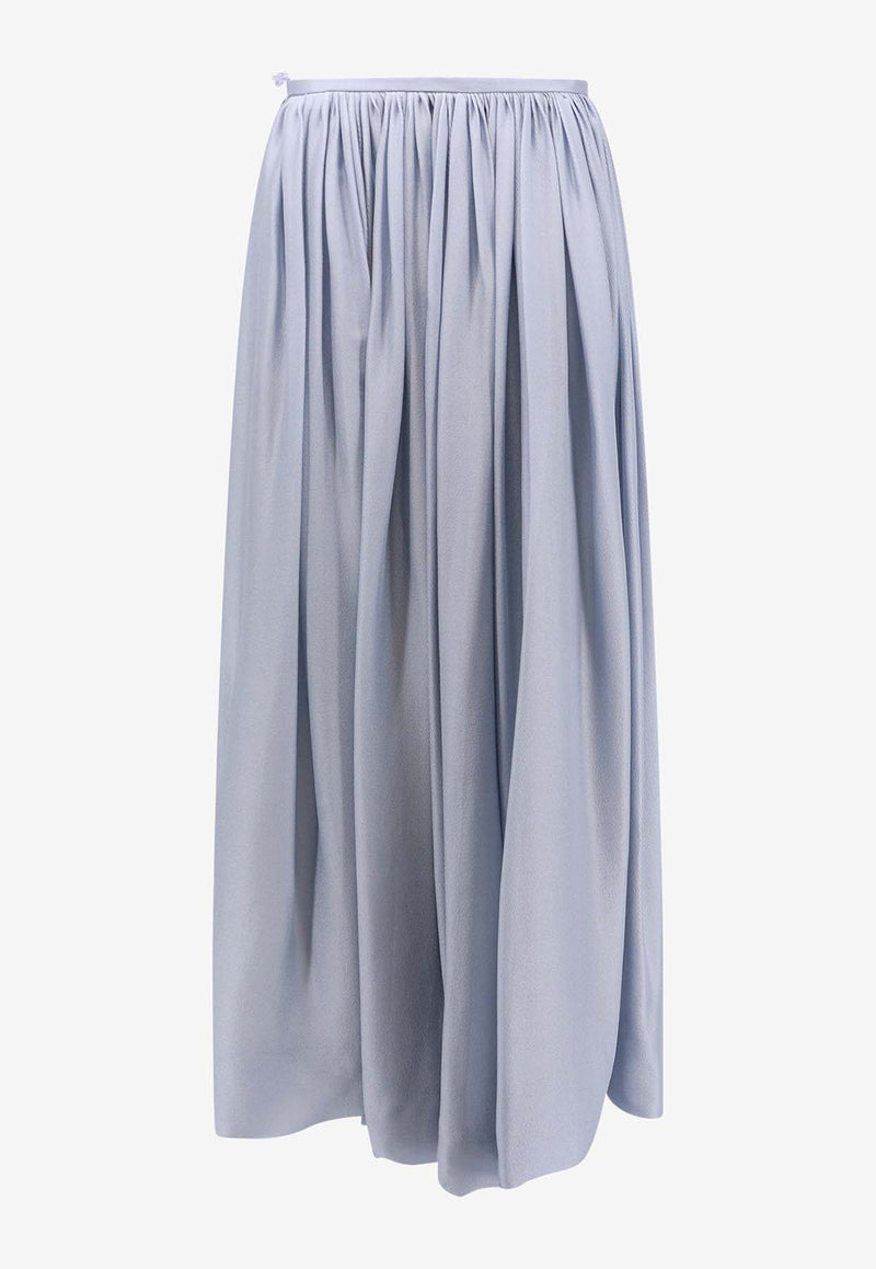 Ruched Silk Maxi Skirt