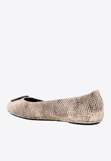 Minnie Travel Snake-Embossed Leather Ballet Flats