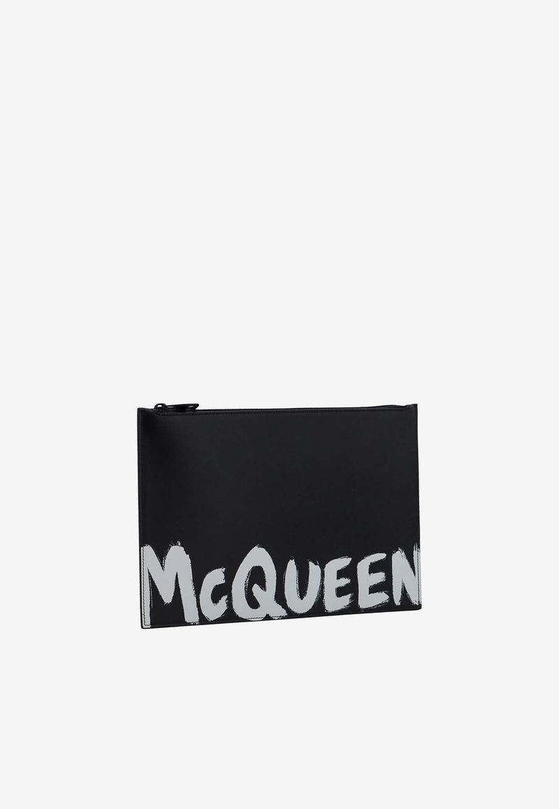 Graffiti Logo Print Pouch Bag