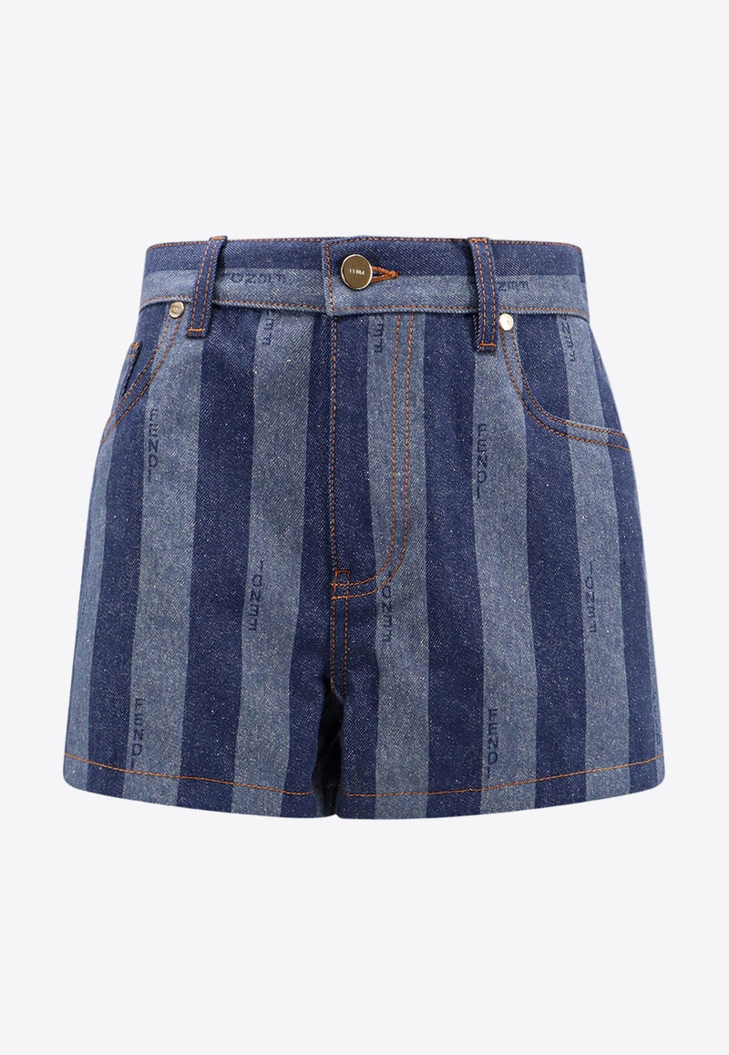 Pequin Stripes Mini Denim Shorts