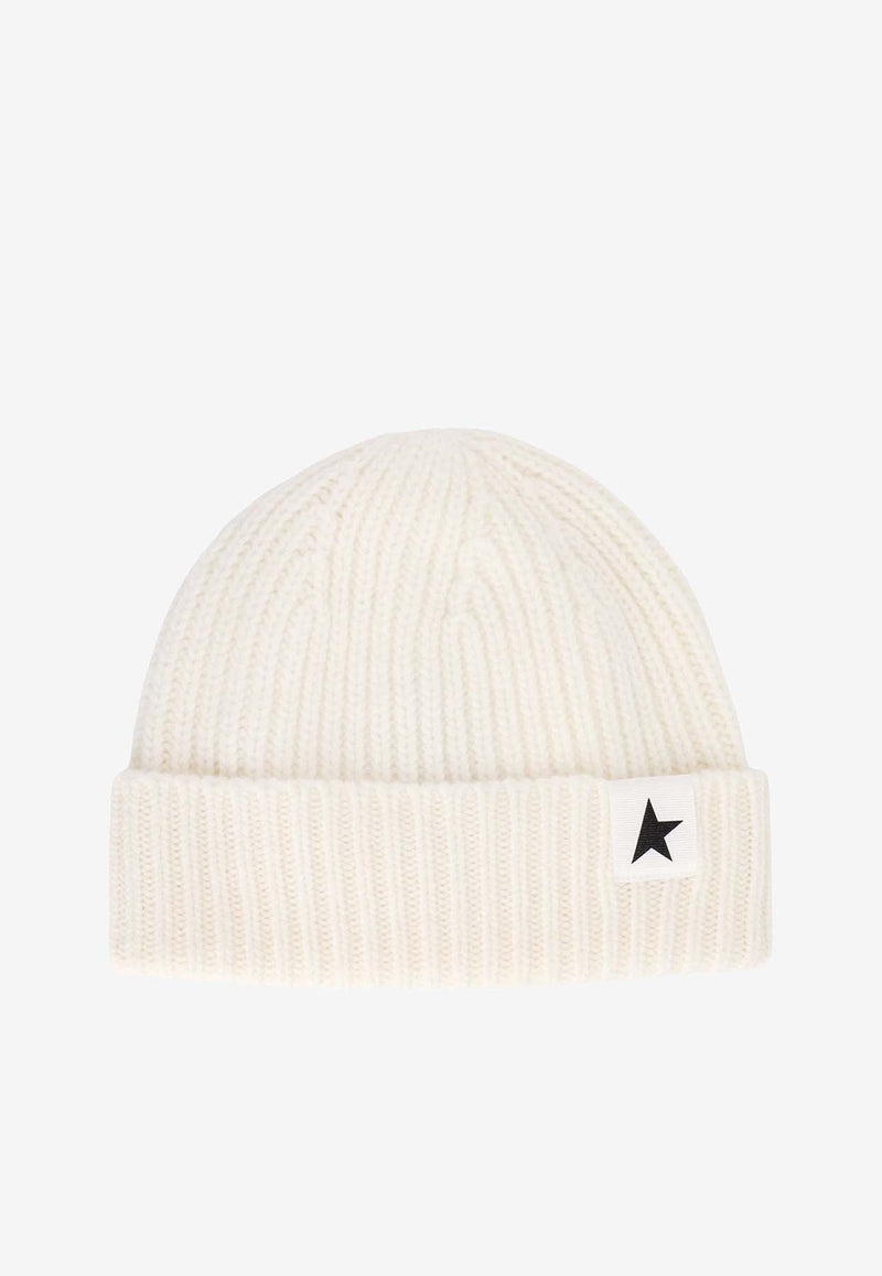 Star Patch Rib Knit Beanie