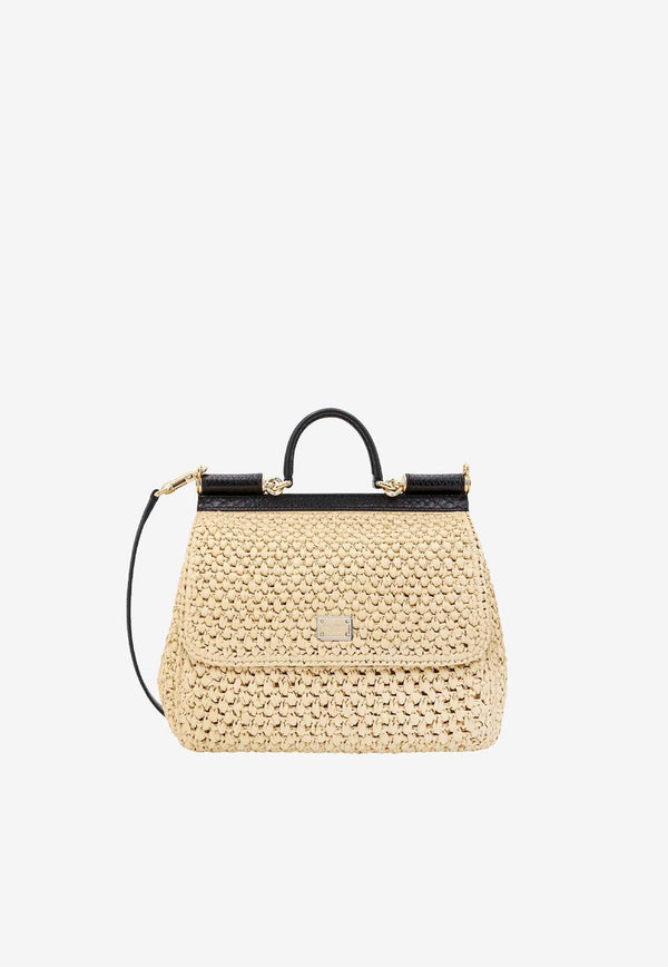 Large Sicily Raffia Top Handle Bag