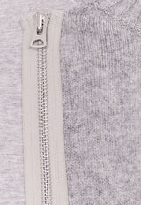 Zip-Detail Wool Crewneck Sweater