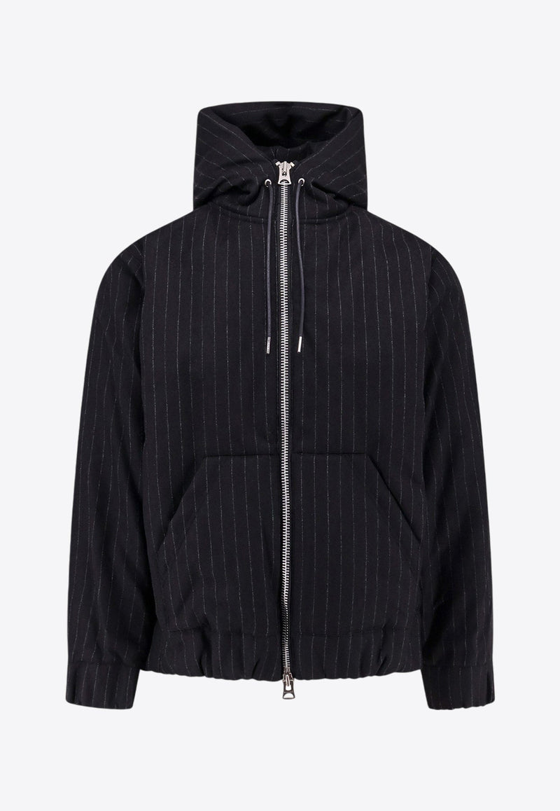 Pinstripe Zip-Up Hooded Jacket