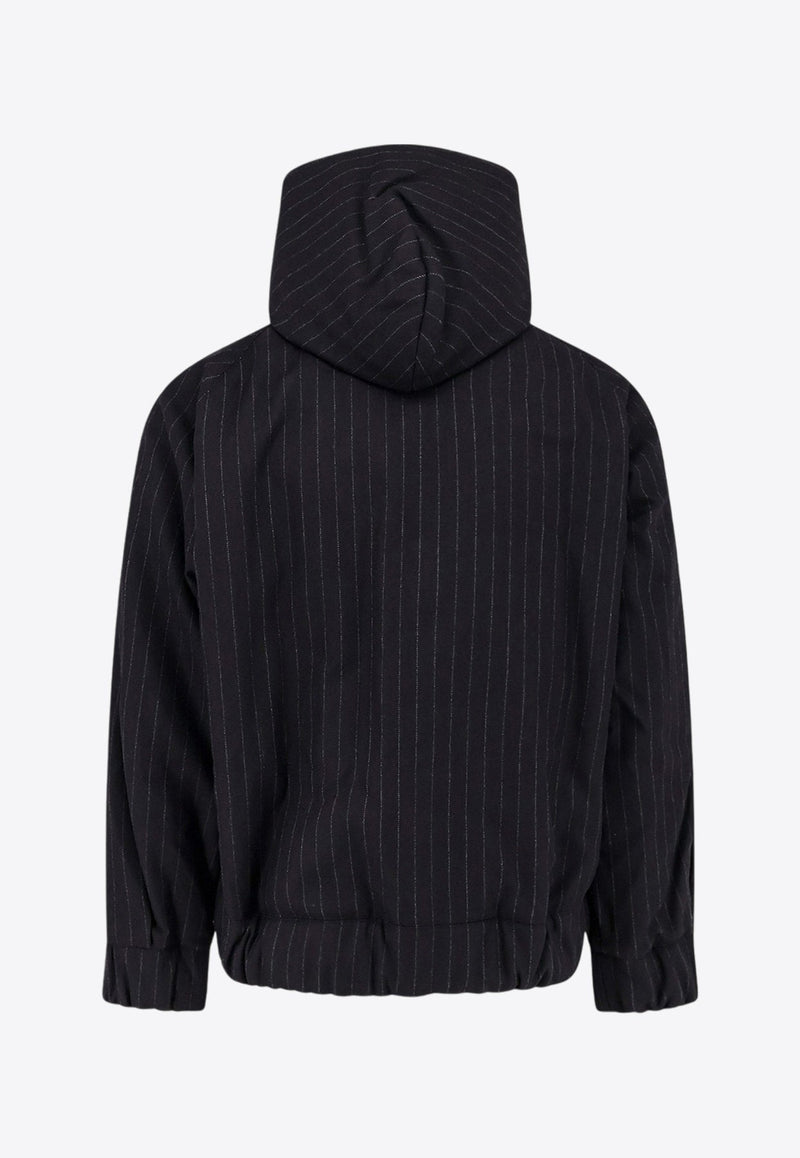 Pinstripe Zip-Up Hooded Jacket