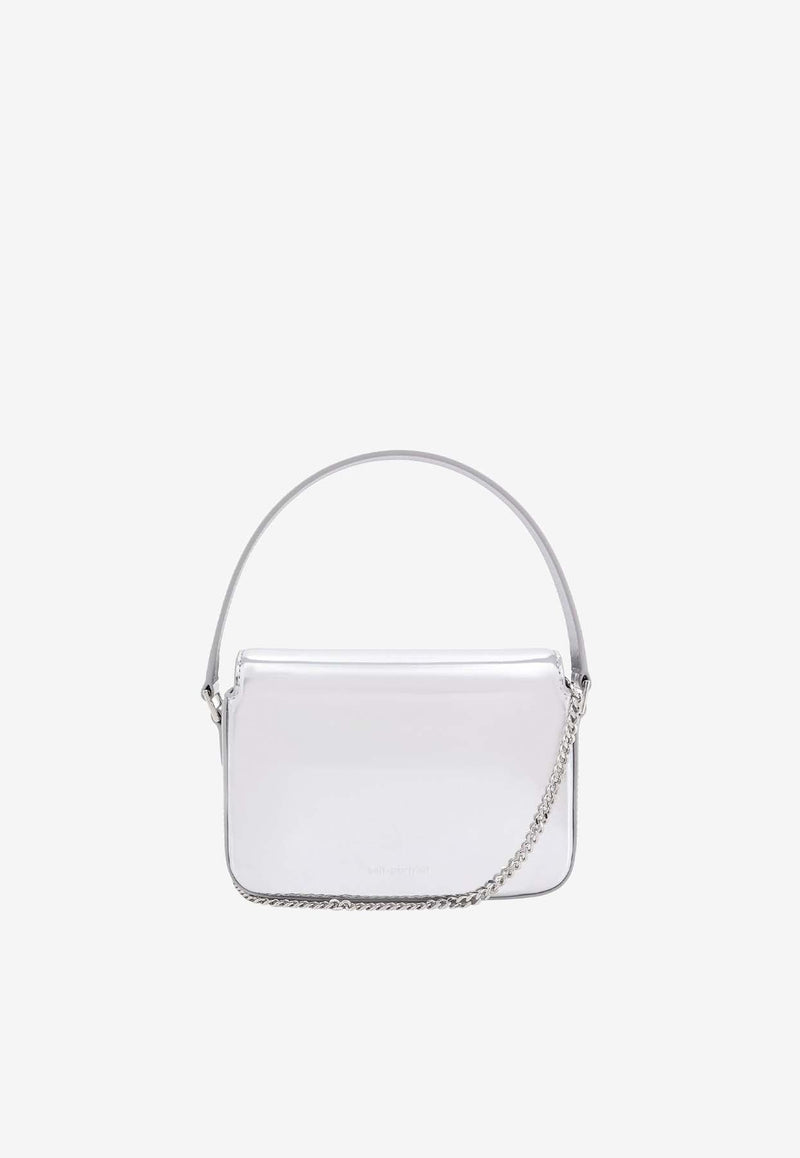 Micro Metallic Leather Top Handle Bag