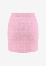 Jewel-Buttoned Rib Knit Mini Skirt
